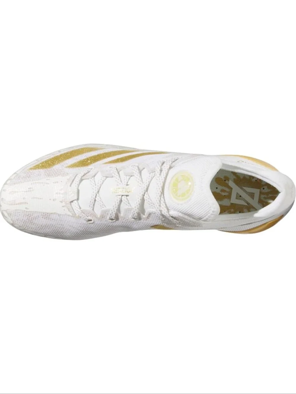 adidas Gold & White Adizero Electric Football Cleats Size 10.5